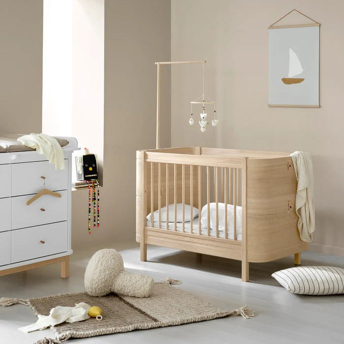 OLIVER FURNITURE-Lit Bébé Évolutif Wood Mini+, Chêne