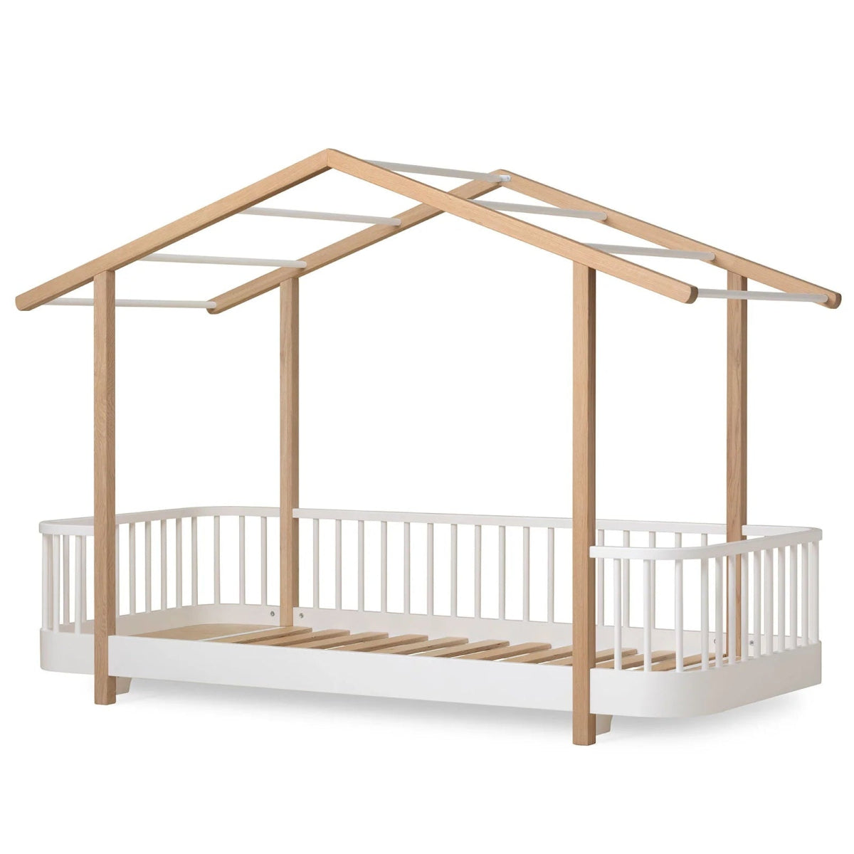 OLIVER FURNITURE-Lit Cabane Oliver Furniture Original, 90x200 Cm, Blanc/chêne