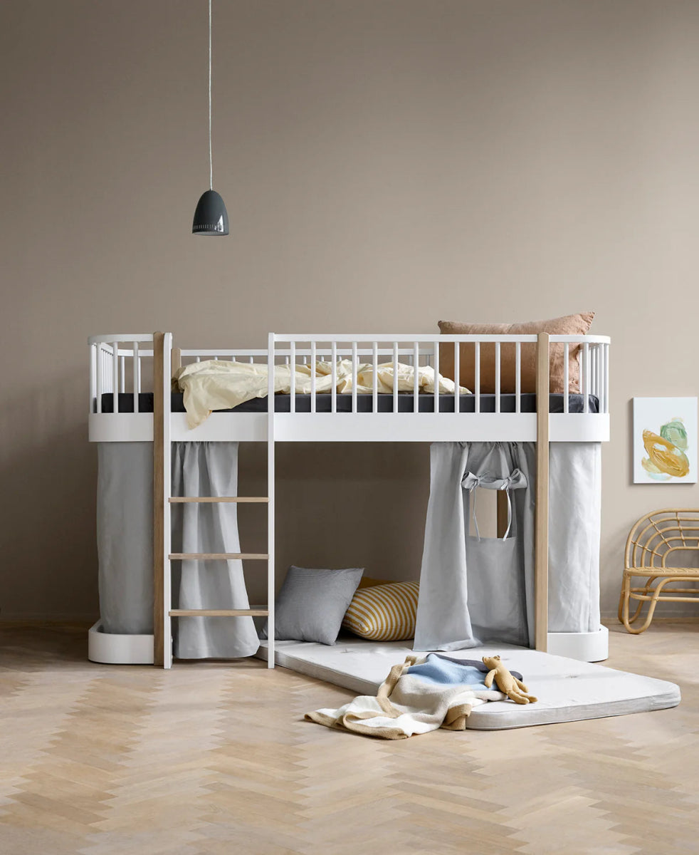 OLIVER FURNITURE-Lit Mezzanine Mi-haut Wood Original, Blanc/Chêne