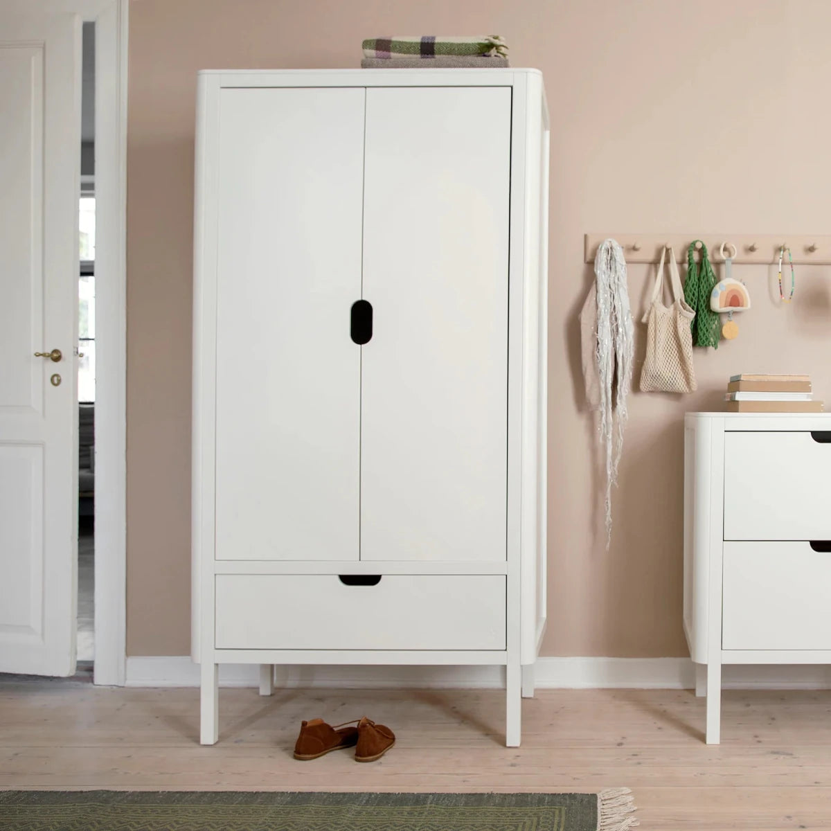 SEBRA-Armoire Sebra, Double Porte, Blanc Classique