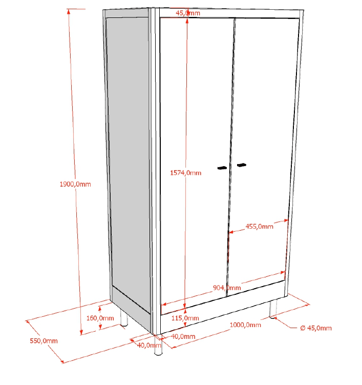 VIPACK-Armoire 2 Portes Forrest – En Hêtre Blanc