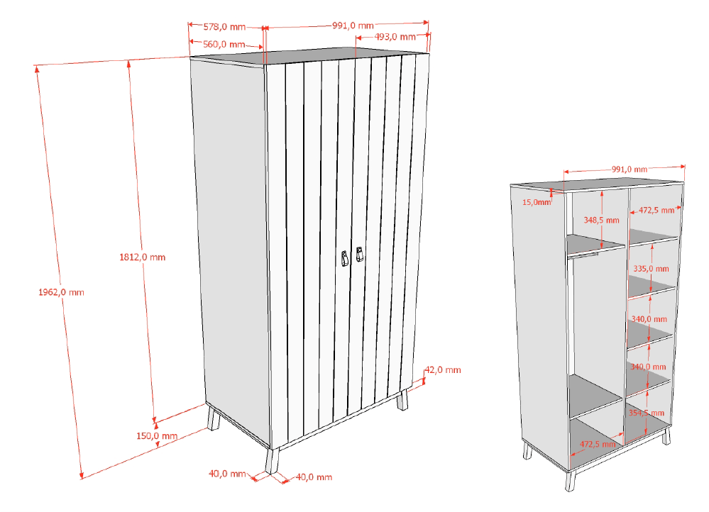 VIPACK-Armoire 2 Portes Sezane – Argile Et Noyer