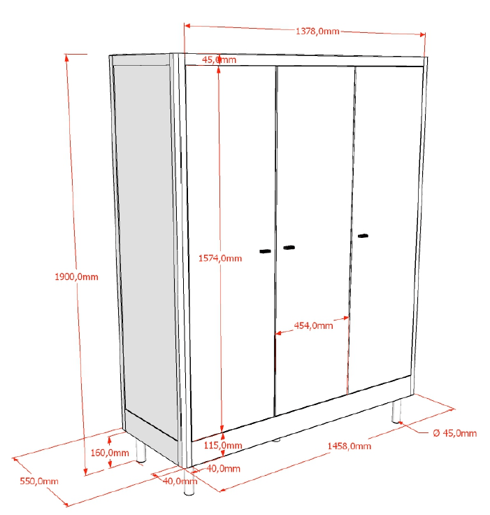 VIPACK-Armoire 3 Portes Forrest – En Chêne