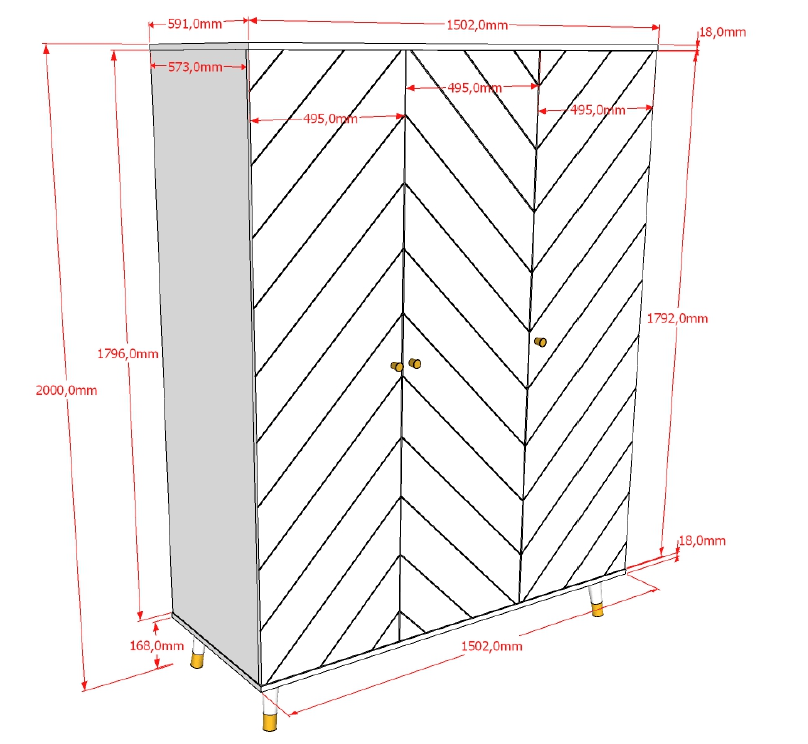 VIPACK-Armoire BILLY 3 Portes Blanc Satiné