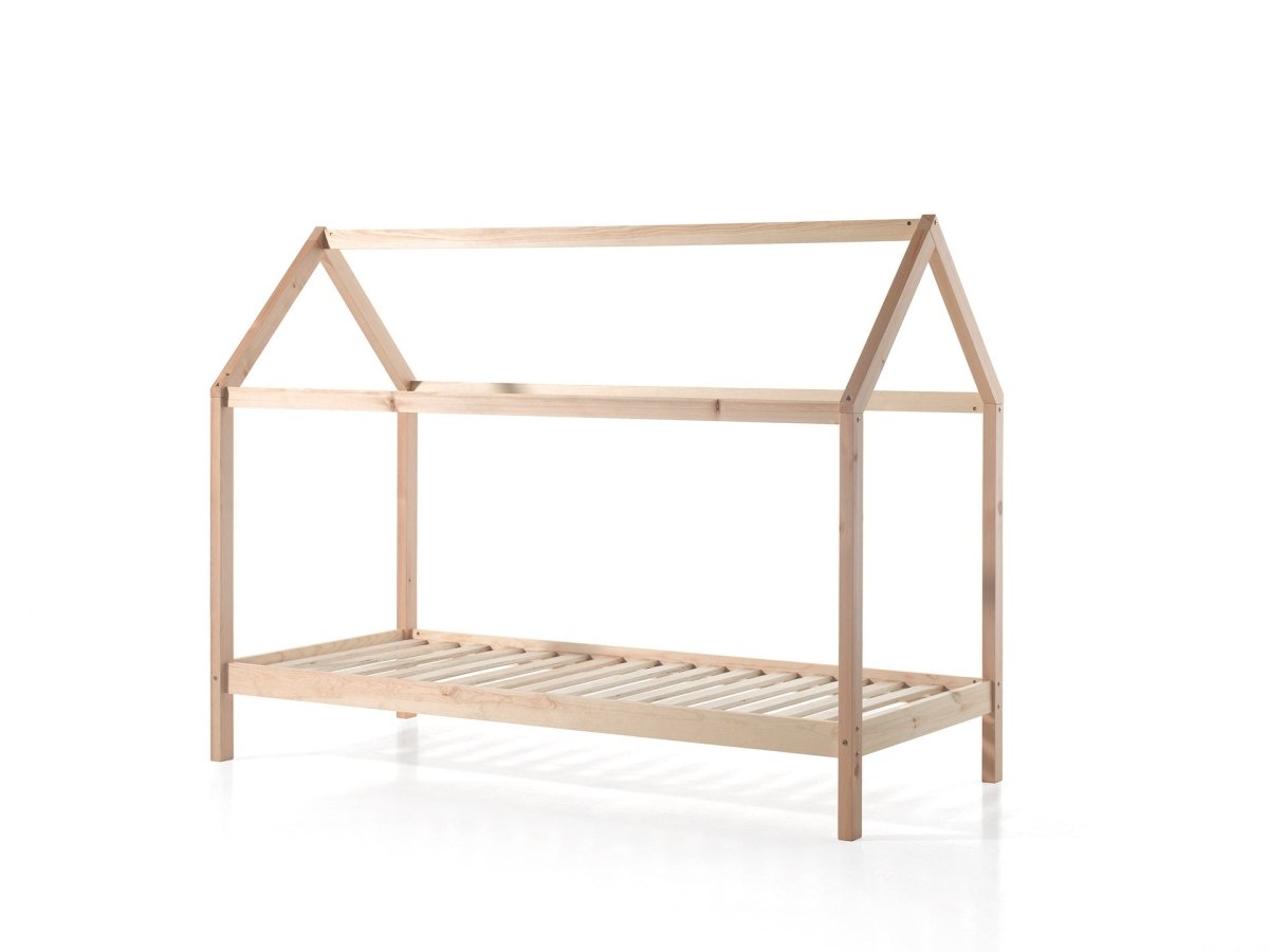 VIPACK-Lit Cabane DALLAS 90x200cm Naturel Avec Matelas