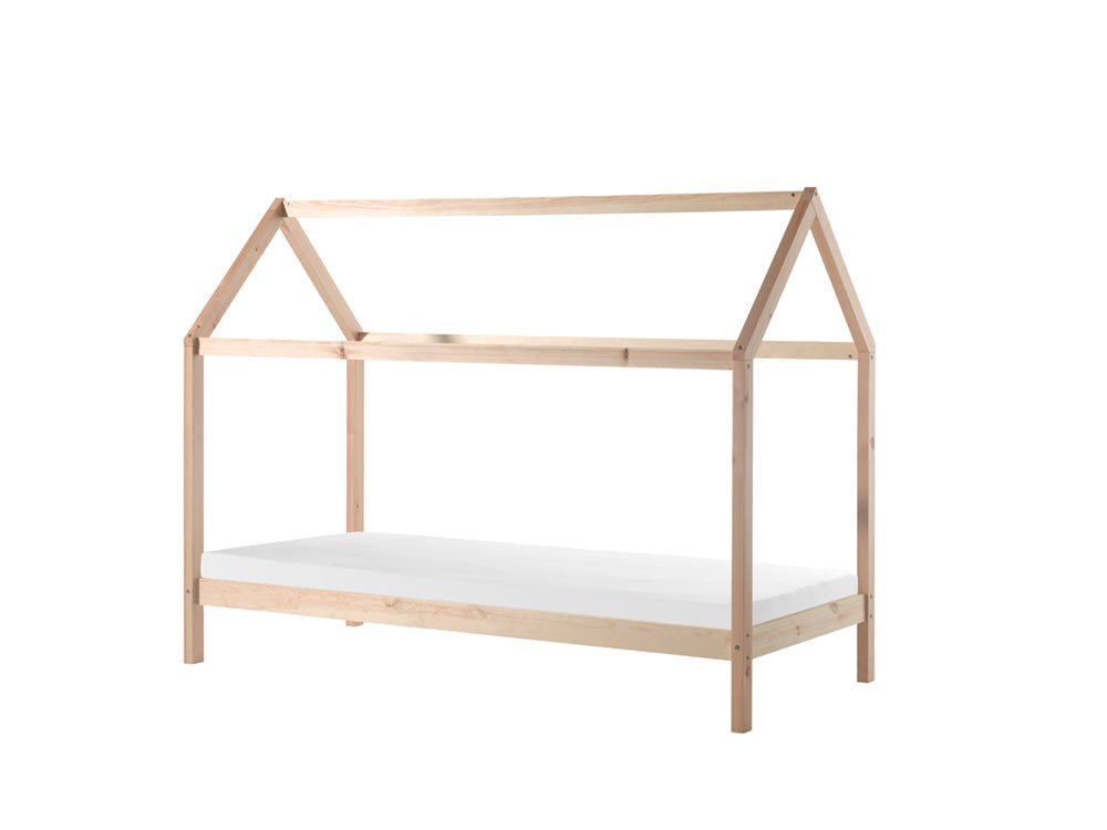 VIPACK-Lit Cabane DALLAS 90x200cm Naturel Avec Matelas