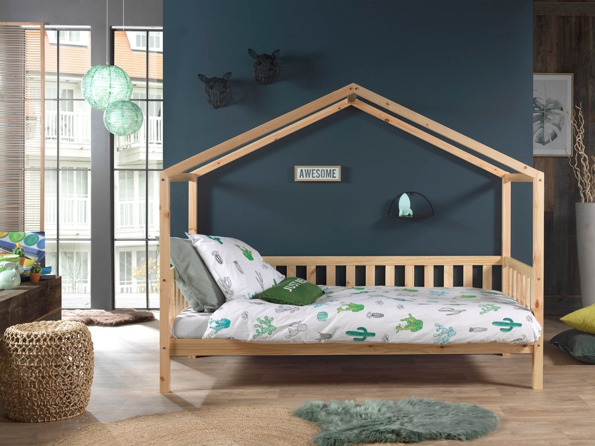 VIPACK-Lit Cabane DALLAS Avec Matelas Assorti 90x200cm