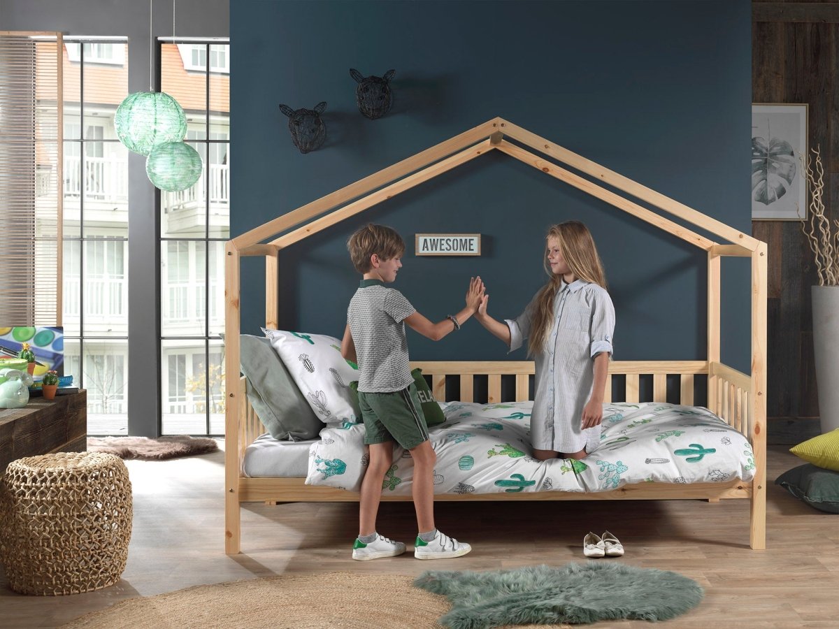 VIPACK-Lit Cabane DALLAS Avec Matelas Assorti 90x200cm