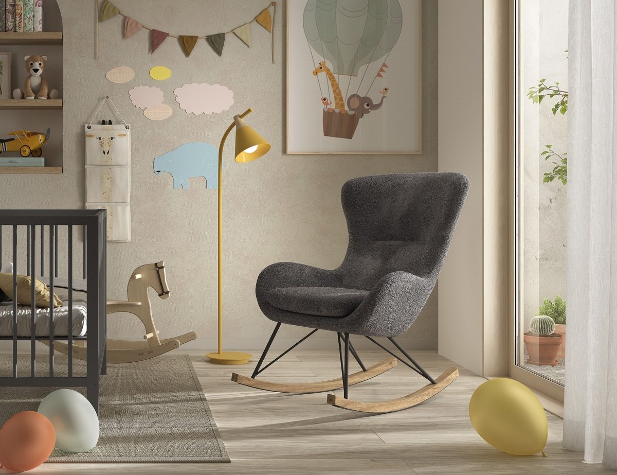 VIPACK-Chaise À Bascule Maxi ROCKY Bouclé Anthracite