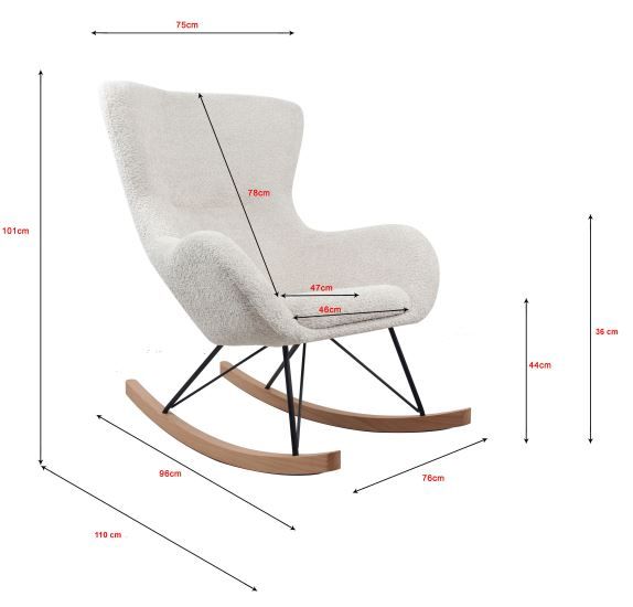 VIPACK-Chaise À Bascule Maxi ROCKY Bouclé Beige