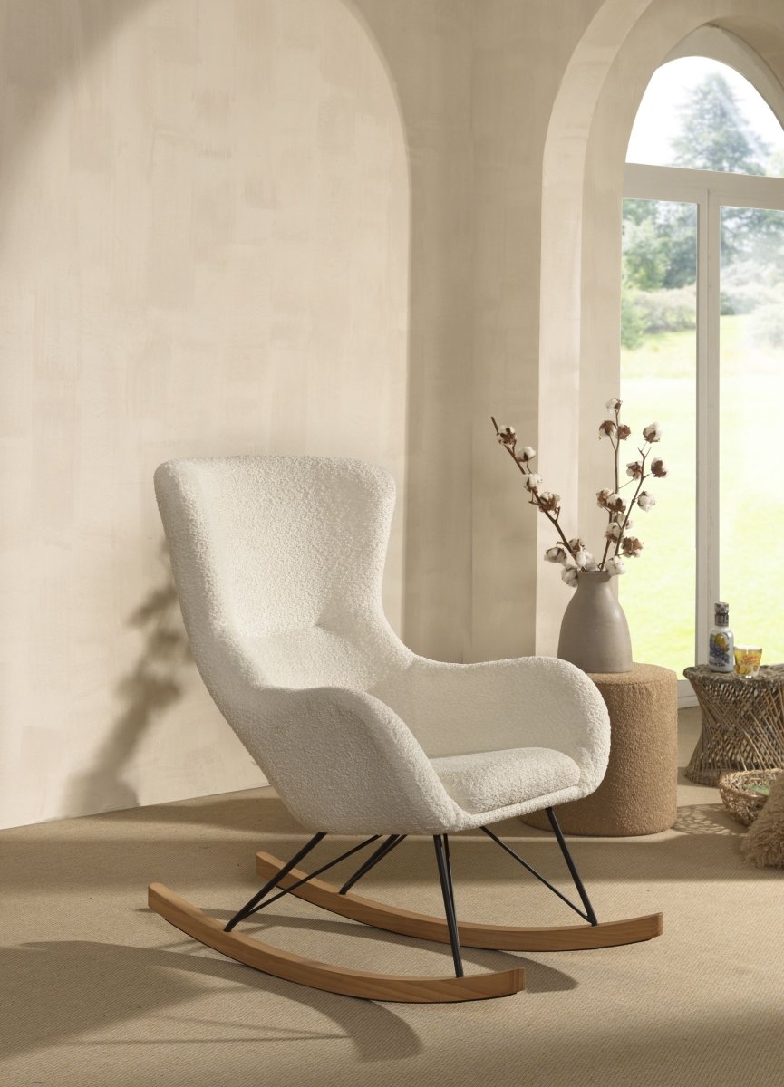 VIPACK-Chaise À Bascule Maxi ROCKY Bouclé Blanc