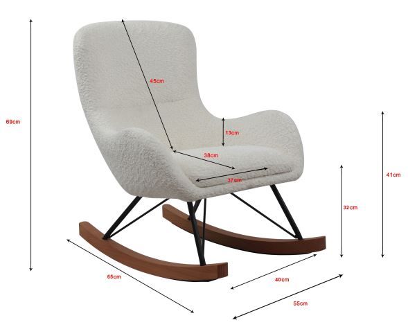 VIPACK-Chaise À Bascule Mini ROCKY Bouclé Beige