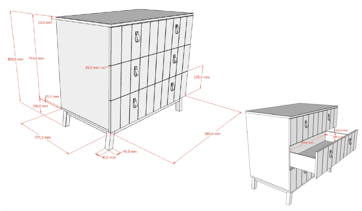 VIPACK-Commode À 3 Tiroirs Sezane – Argile Et Noyer