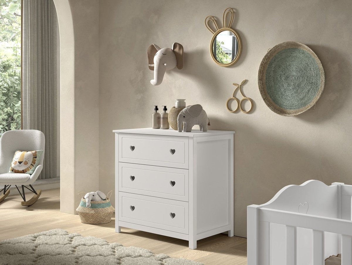 VIPACK-Commode AMORI 3 Tiroirs Blanc