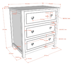 VIPACK-Commode AMORI 3 Tiroirs Blanc