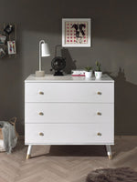 VIPACK-Commode BILLY 3 Tiroirs Blanc Satiné