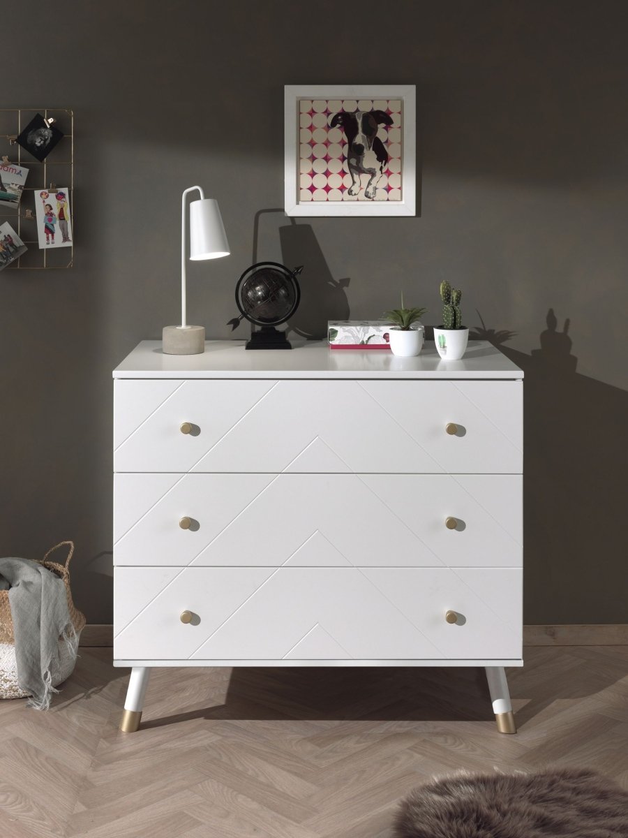 VIPACK-Commode BILLY 3 Tiroirs Blanc Satiné