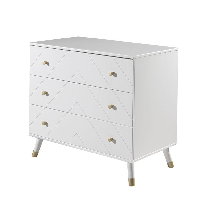 VIPACK-Commode BILLY 3 Tiroirs Blanc Satiné