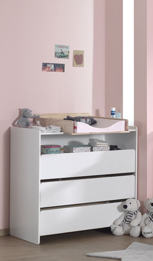 VIPACK-Commode KIDDY 3 Tirroirs Blanc