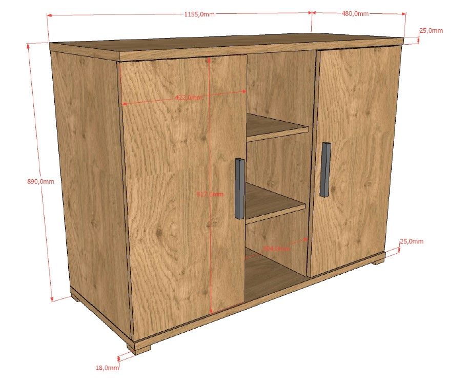VIPACK-Commode SAM 2 Portes Chêne