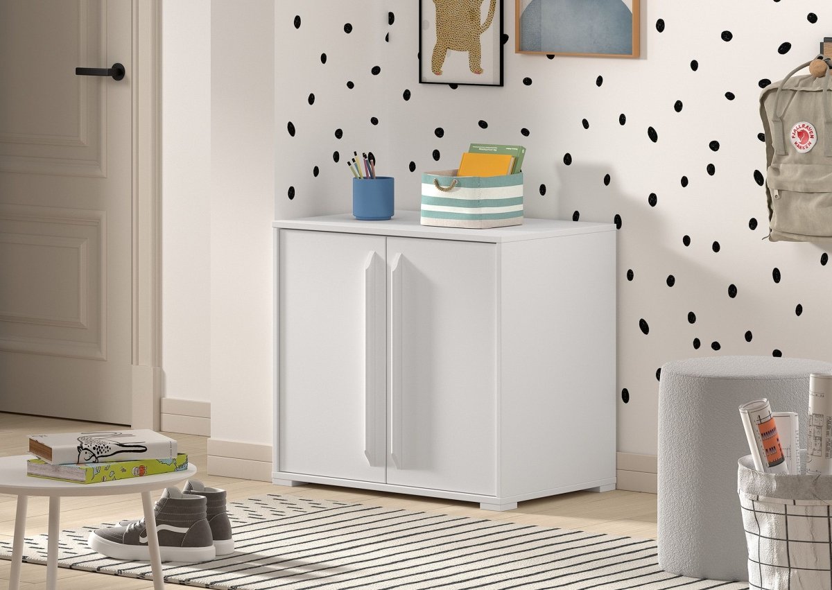 VIPACK-Commode SAM 2 Portes Pour Lit Mi-Hauteur Blanc