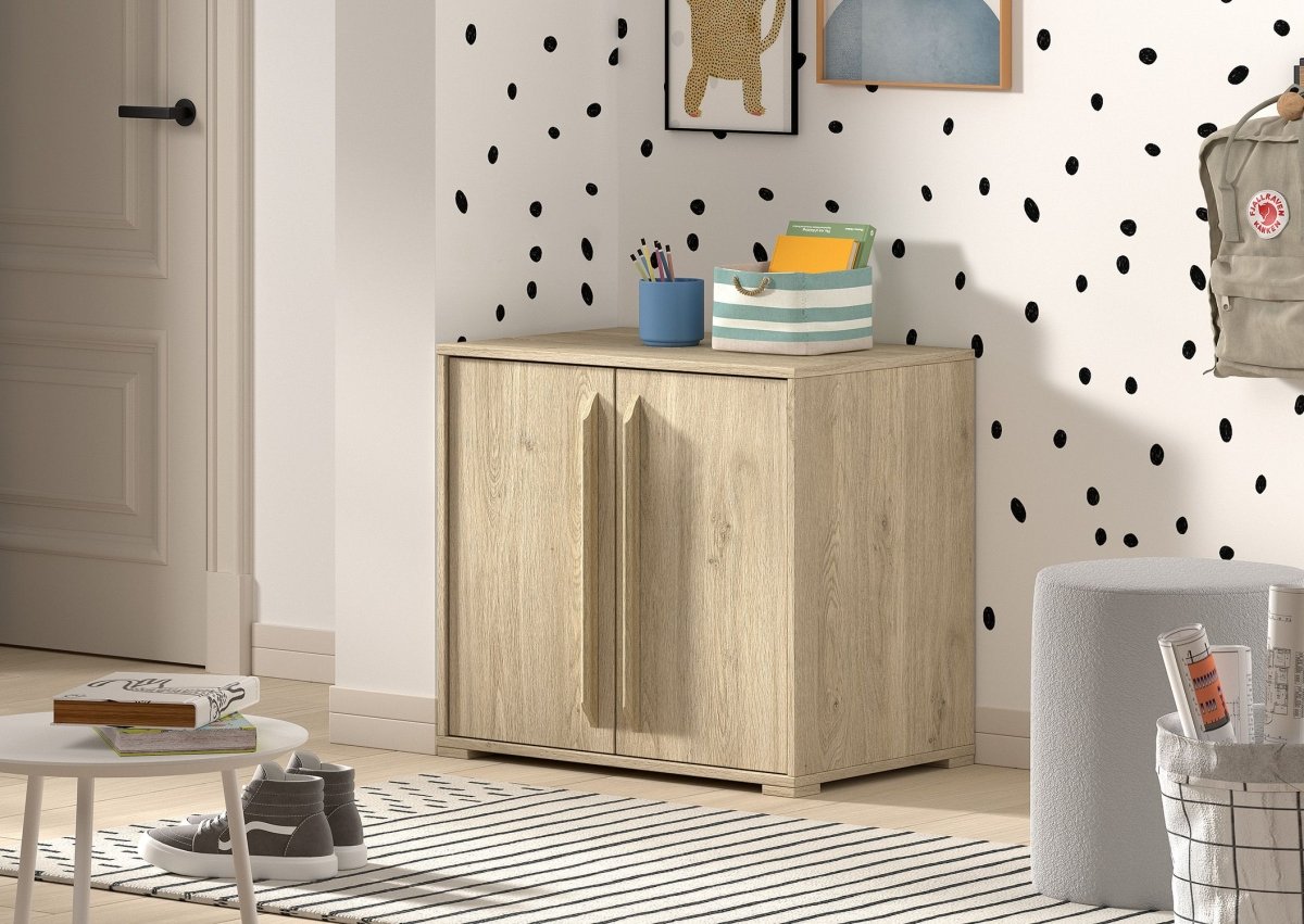 VIPACK-Commode SAM 2 Portes Pour Lit Mi-Hauteur Chêne