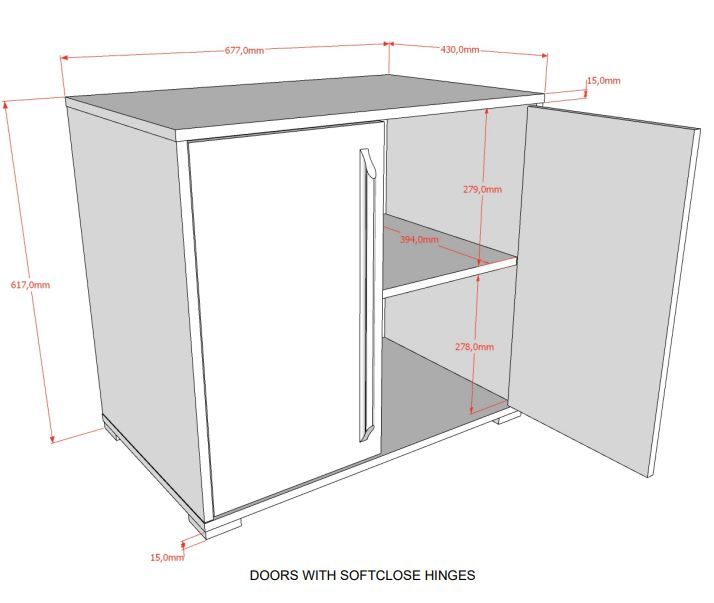 VIPACK-Commode SAM 2 Portes Pour Lit Mi-Hauteur Chêne