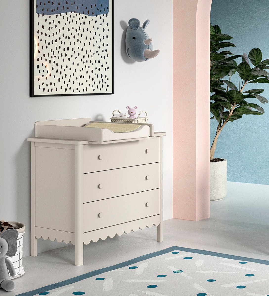 VIPACK-Ensemble Commode À 3 Tiroirs + Plan À Langer Swingo – Argile