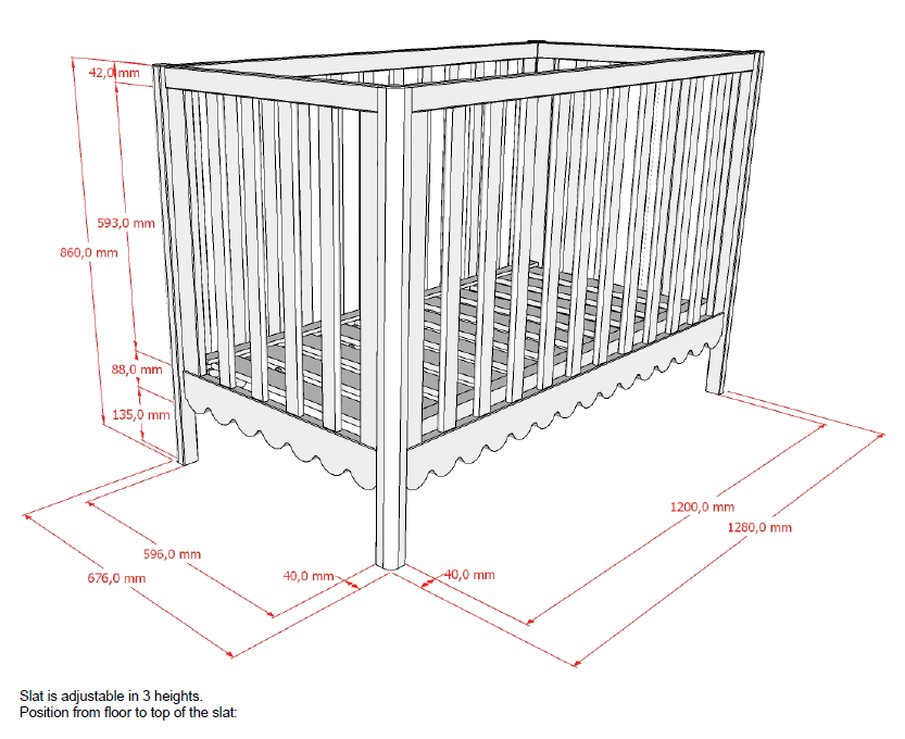 VIPACK-Ensemble Lit Bébé + Commode À 3 Tiroirs + Lit + Plan À Langer Swingo – 60 x 120 Cm – Argile