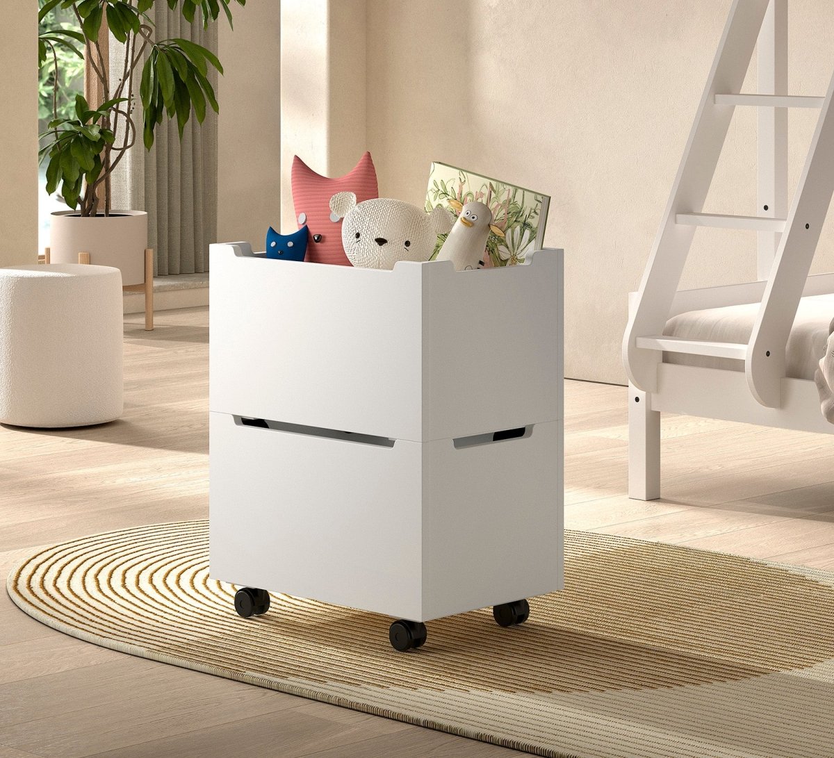 VIPACK-Ensemble Lit Mi-Hauteur + Tiroir De Rangement Forrest – 90 x 200 Cm – Blanc
