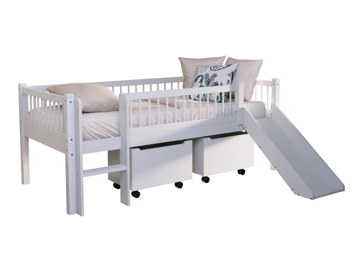 VIPACK-Ensemble Lit Mi-Hauteur + Tiroir De Rangement Forrest – 90 x 200 Cm – Blanc