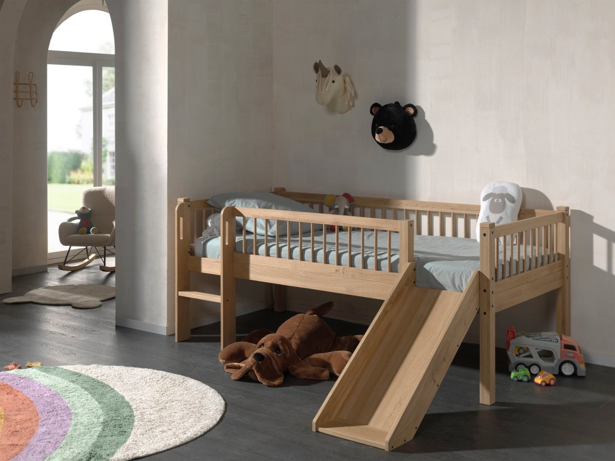 VIPACK-Ensemble Lit Mi-Hauteur + Tiroir De Rangement Forrest – 90 x 200 Cm – En Chêne