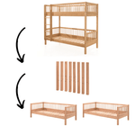 VIPACK-Ensemble Lit Superposé + Lit Banquette + Lit + Pieds De Conversion Forrest – 90 x 200 Cm – En Chêne