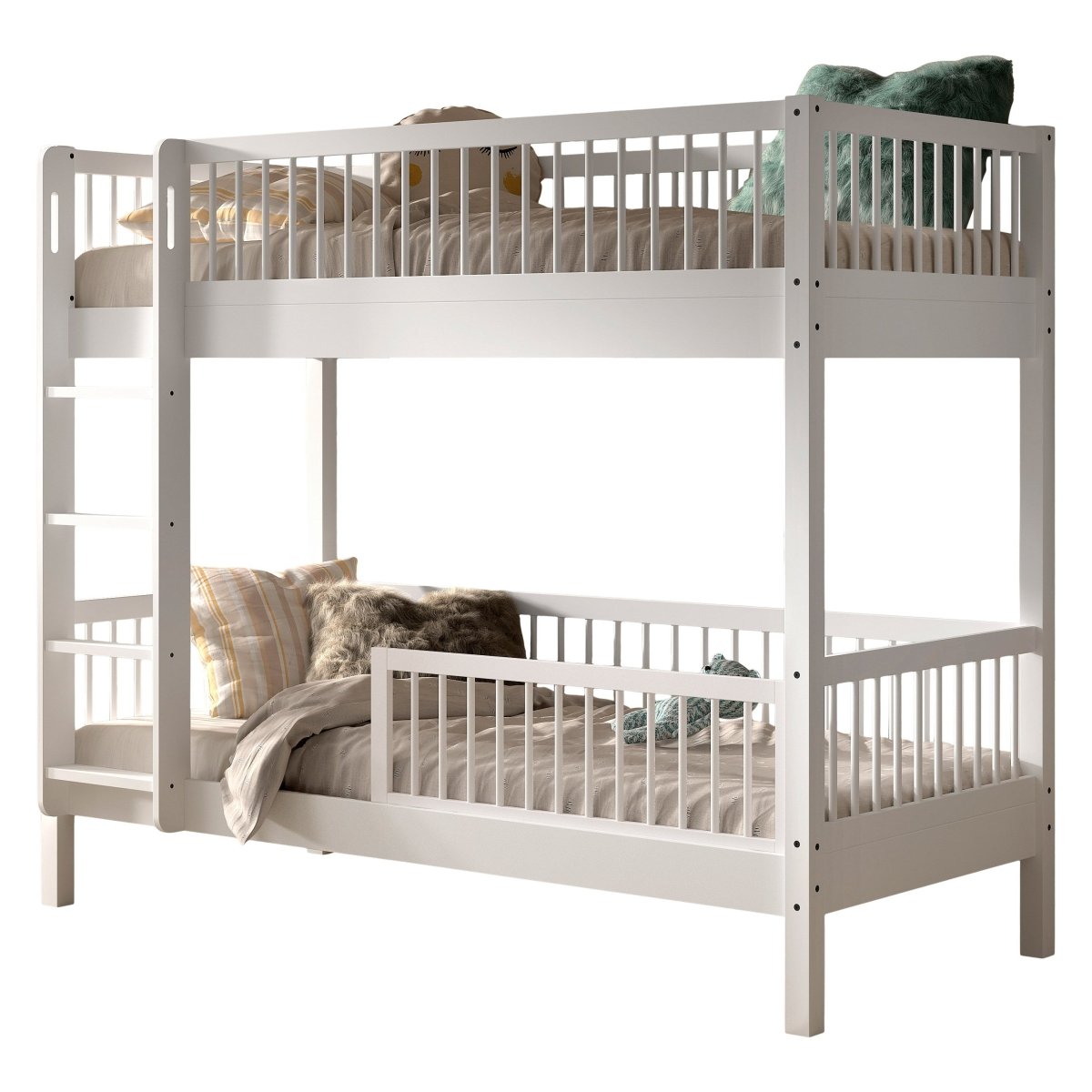 VIPACK-Ensemble Lit Superposé + Lit + Barrière De Sécurité Forrest – 90 x 200 Cm – Blanc