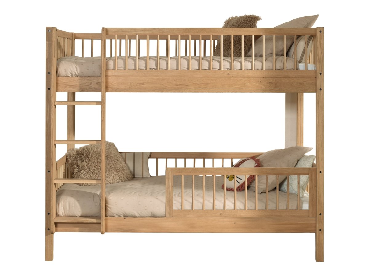 VIPACK-Ensemble Lit Superposé + Lit + Barrière De Sécurité Forrest – 90 x 200 Cm – En Chêne