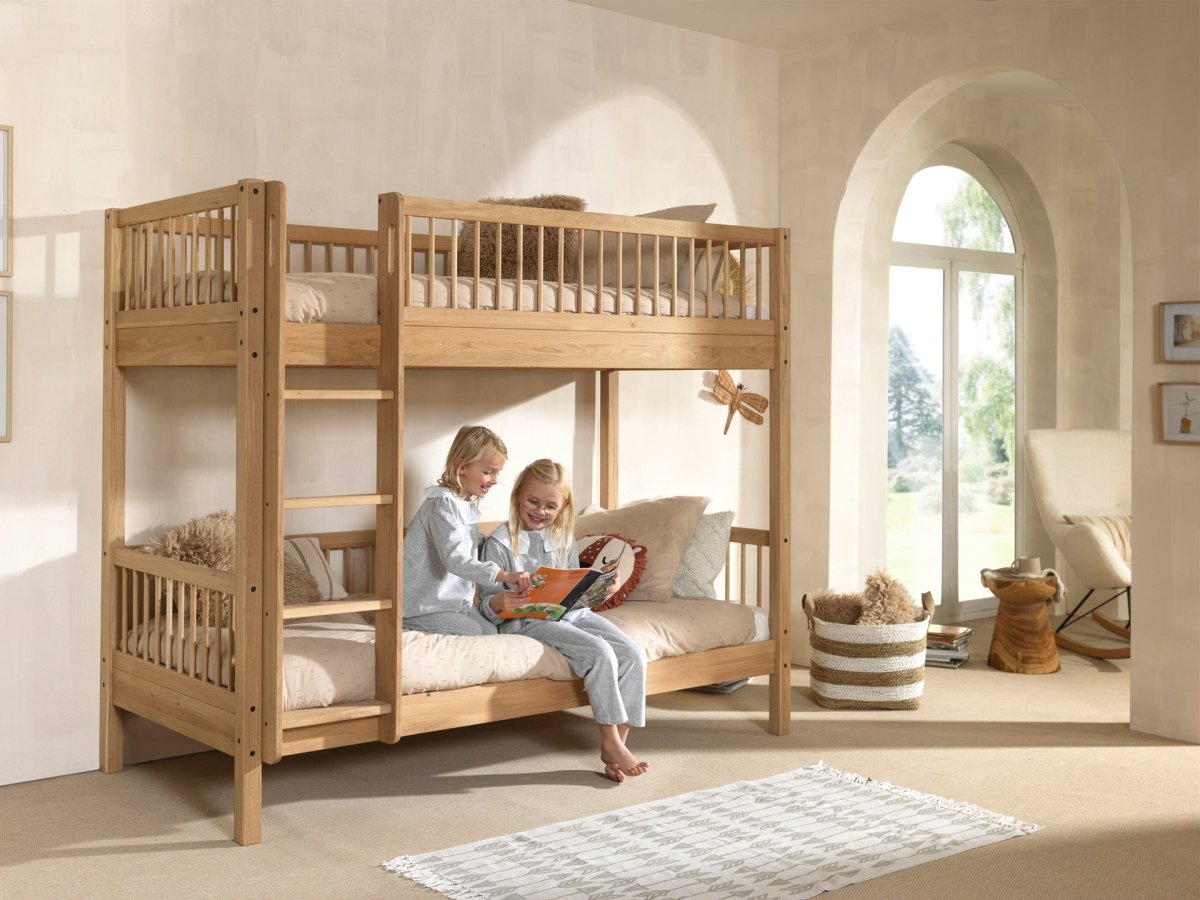 VIPACK-Ensemble Lit Superposé + Lit + Barrière De Sécurité + Tiroir De Rangement Forrest – 90 x 200 Cm – En Chêne