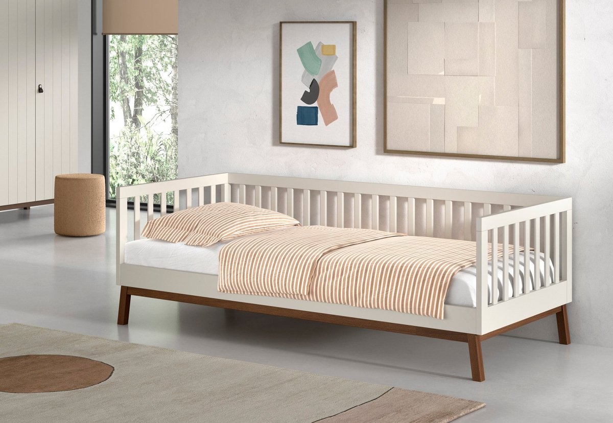 VIPACK-Lit Banquette Sezane – 90 x 200 Cm – Argile Et Noyer