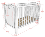 VIPACK-Lit Bébé AMORI 60x120 CM Blanc