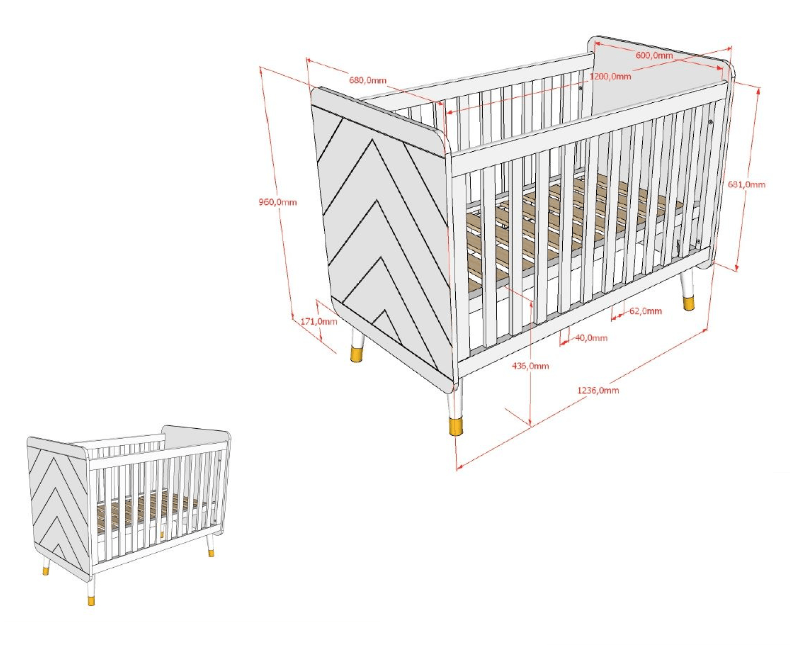 VIPACK-Lit Bébé BILLY 60x120cm Vert Olive