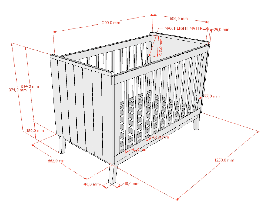 VIPACK-Lit Bébé Sezane – 60 x 120 Cm – Argile Et Noyer