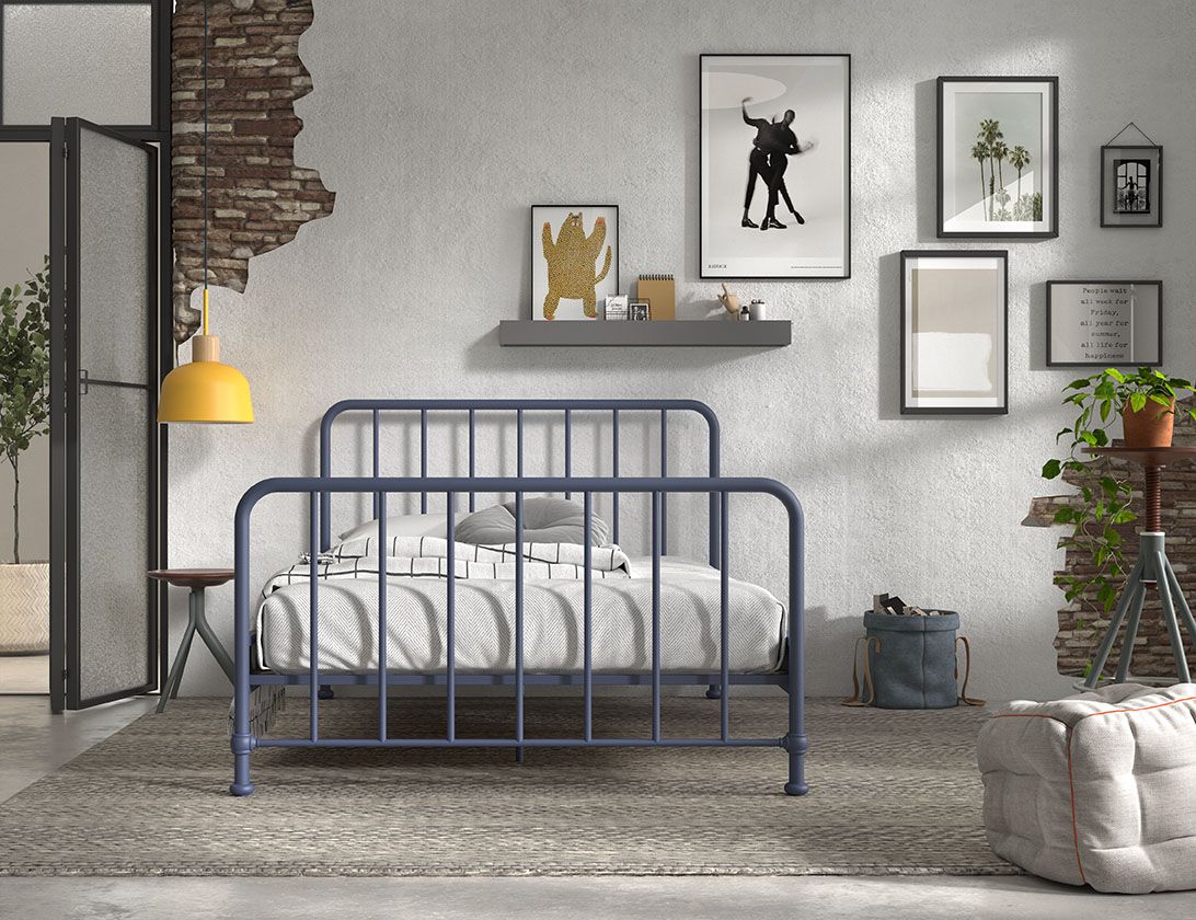 VIPACK-Lit BRONXX 140 X 200 cm Denim Bleu
