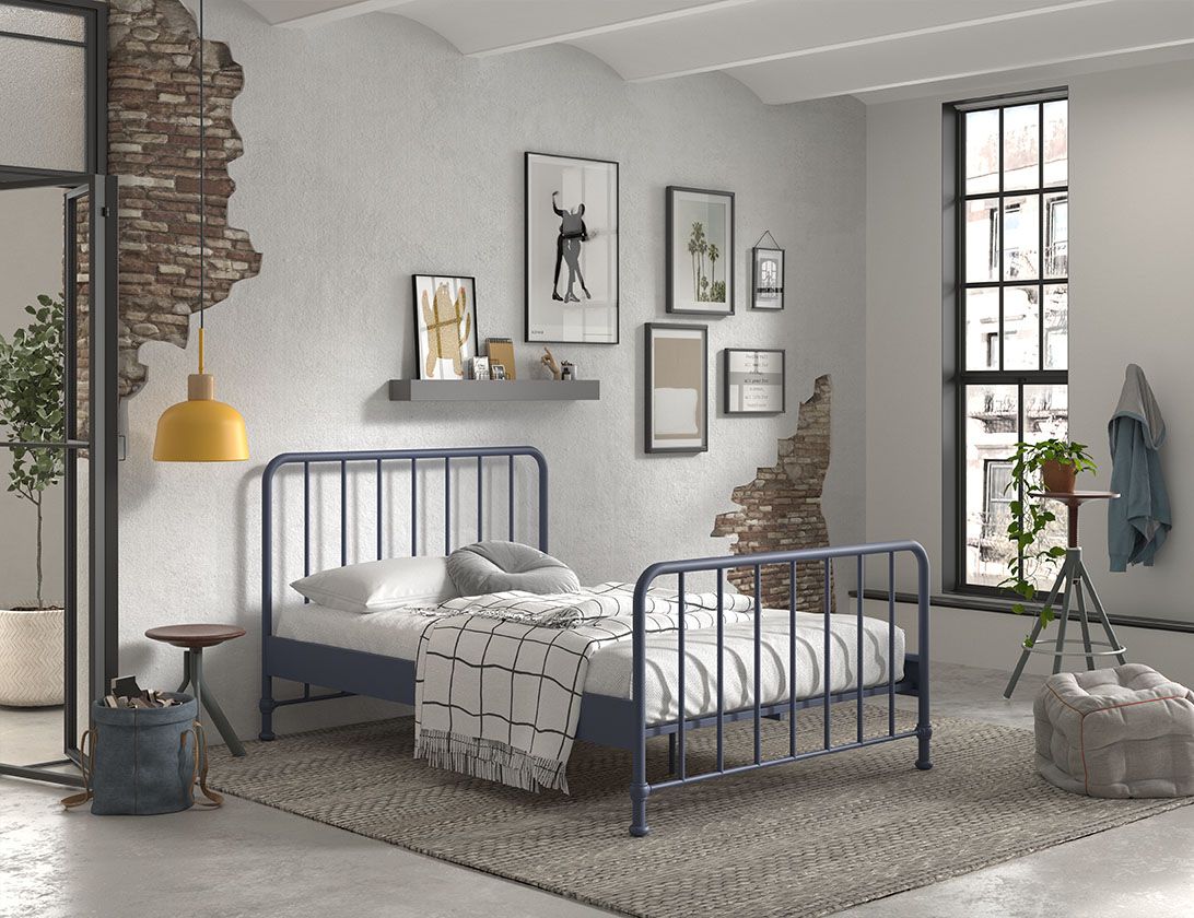 VIPACK-Lit BRONXX 140 X 200 cm Denim Bleu