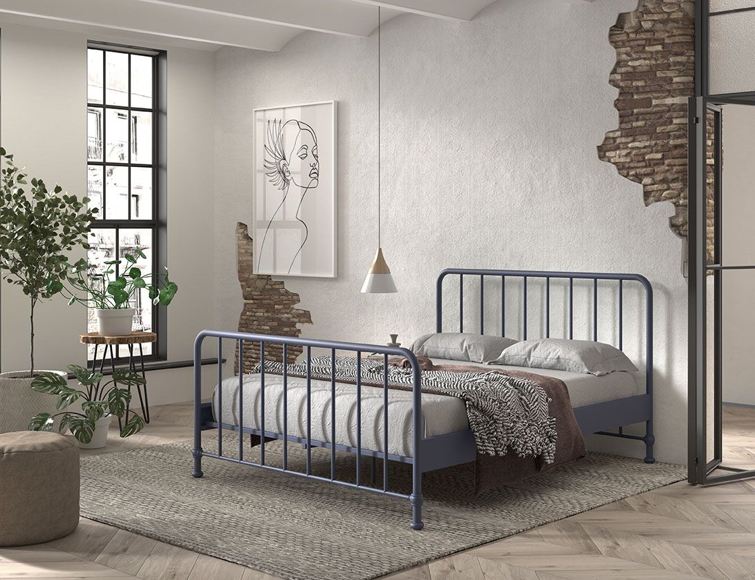 VIPACK-Lit BRONXX 160 X 200 cm Denim Bleu