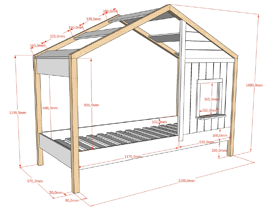 VIPACK-Lit Cabane (91) BABS 90x200 cm