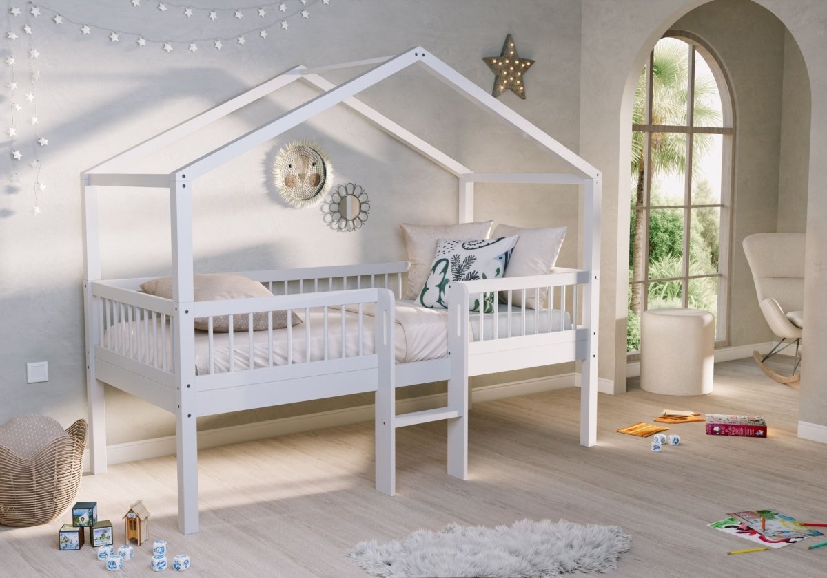 VIPACK-Lit Cabane Avec Échelle Forrest – 90 x 200 Cm – En Hêtre Blanc