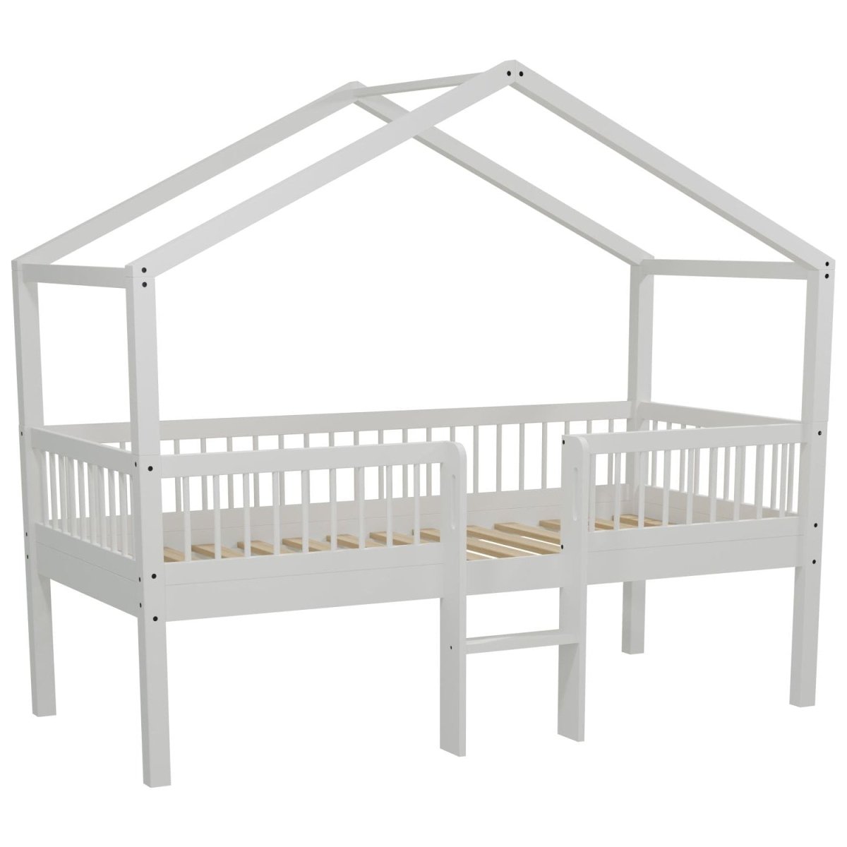 VIPACK-Lit Cabane Avec Échelle Forrest – 90 x 200 Cm – En Hêtre Blanc