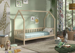 VIPACK-Lit CABANE Avec Grille 90 X 200 cm Naturel