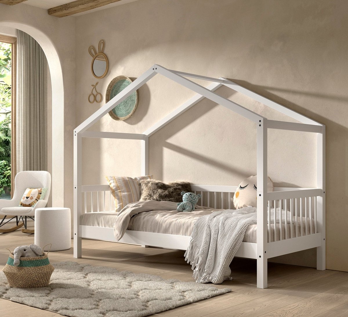 VIPACK-Lit Cabane Forrest – 90 x 200 Cm – En Hêtre Blanc