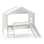 VIPACK-Lit Cabane HOUSEBED Avec Toboggan 90x200cm Blanc