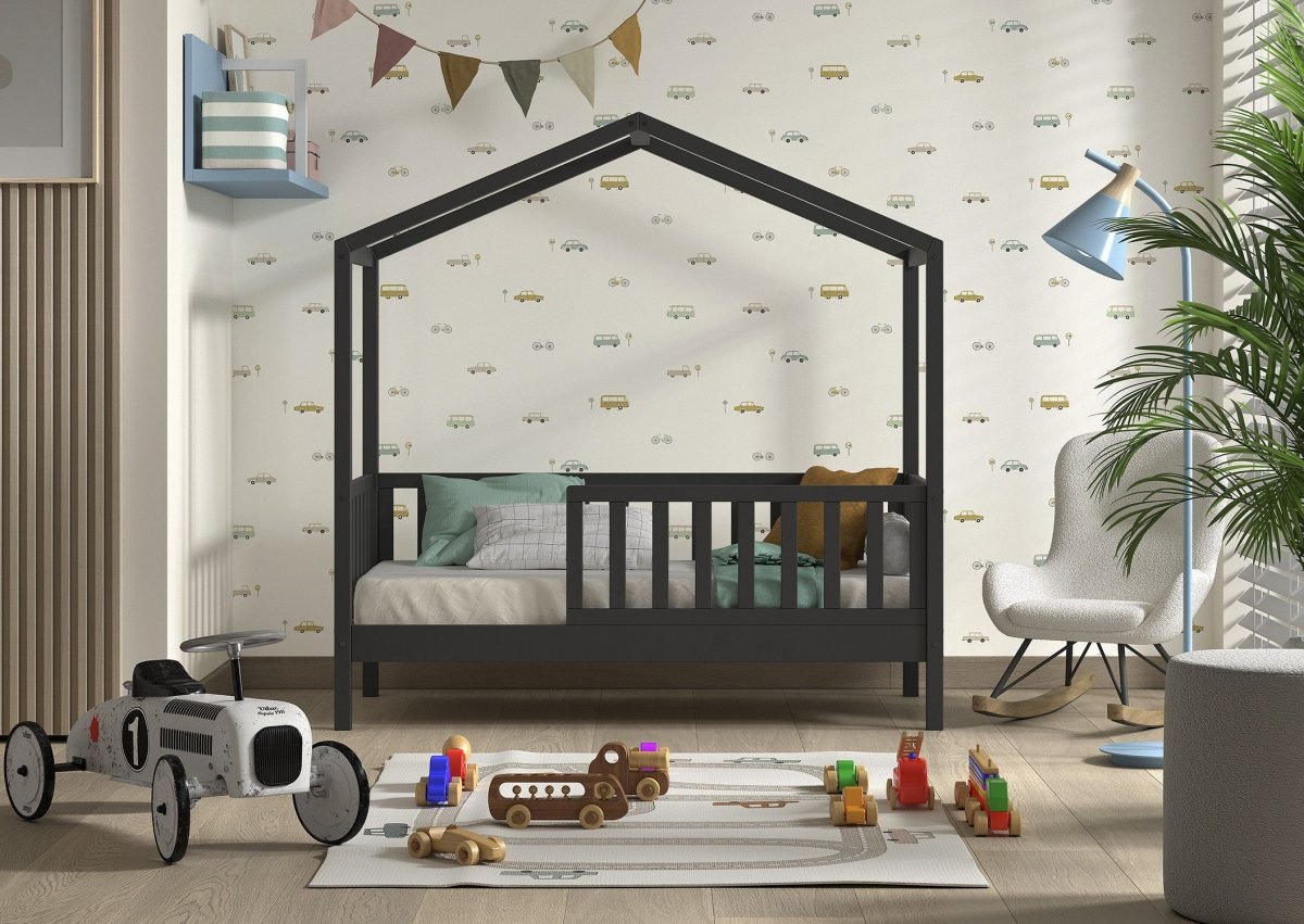 VIPACK-Lit Cabane Junior DALLAS 70x140cm Anthracite